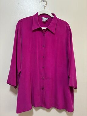 WinterSilks Bright Magenta Silk Tunic Blouse Top size 2x